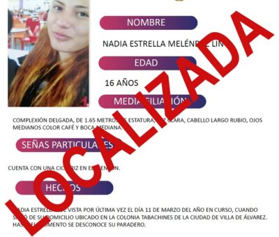 Nadia Estrella, de Tabachines, ya fue localizada