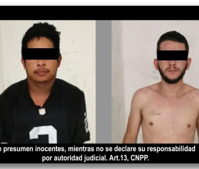 Detienen a 2 hombres en cateo; aseguran armamento y droga