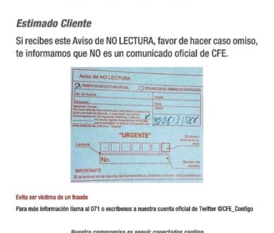 Advierten sobre falso documento de CFE