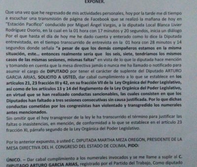 Suplentes de diputados Arturo García y Ana Karen Hernández piden se les tome protesta