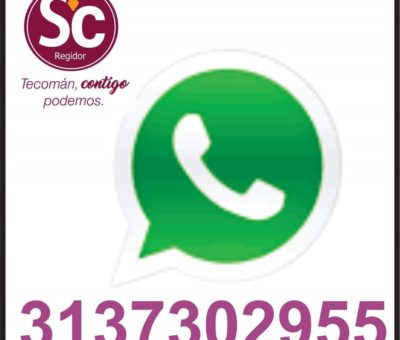 Tecomenses pueden hacer sus reportes vía Whatsaap