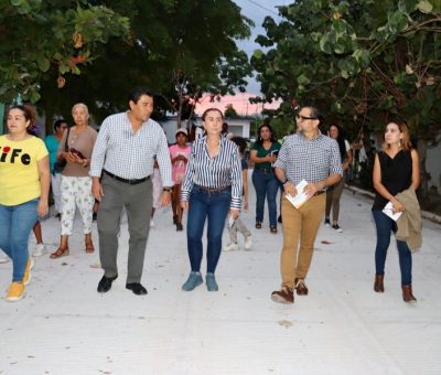 Casi terminada obra de concreto hidráulico en calle Jesús Villanueva, de Rancho Blanco