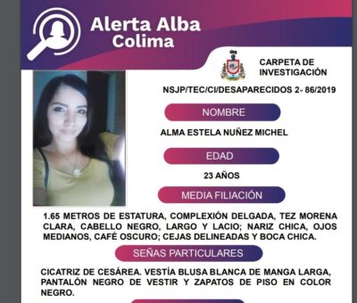 Alma Estela Núñez Michel está desaparecida, es de la colonia Unión de Tecomán