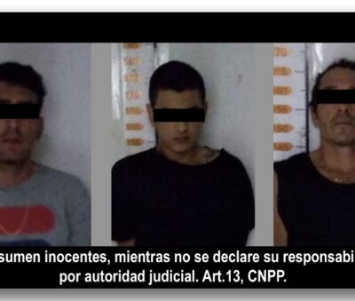 Tres detenidos y droga asegurada en cateo