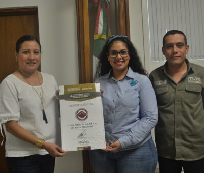 Entrega Profepa Certificado de Industria Limpia a USG Planta Tecomán