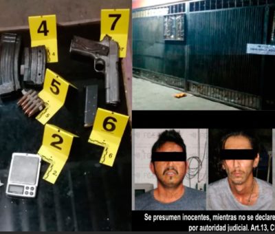 FGE detiene a tres hombres, asegura un arma y droga