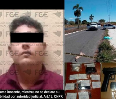 En Villa de Álvarez,  FGE detiene a hombre con arma de fuego y narcóticos