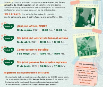 Invita FEUC a estudiantes a cursos y talleres de desarrollo profesional
