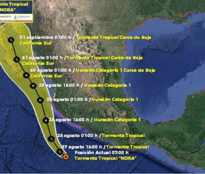 TT «NORA» está al sur de Colima, provoca lluvias a torrenciales en el occidente y sur de México