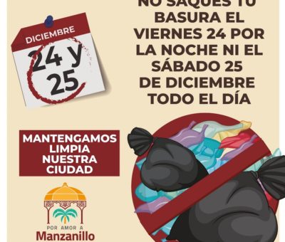 Por días inhábiles, en Manzanillo se suspenderá la recolección de basura
