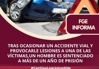 Tras ocasionar un accidente vial y provocarle lesiones a una de las víctimas, un hombre es sentenciado a más de un año de prisión